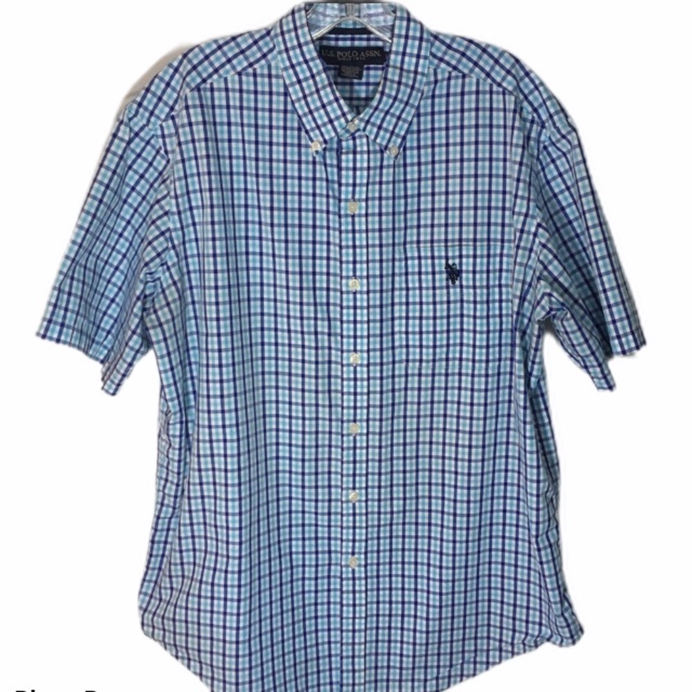 🍁US Polo Assn blue plaid button down
